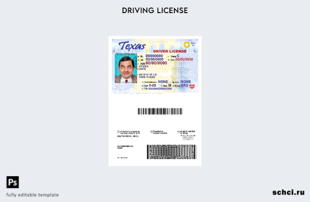 цифровая загрузка шаблона США Техас DL